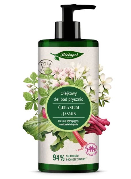 Oil-Infused Shower Gel Geranium–Jasmine 740 ml | Aromatic Care and Natural Skin Refreshment