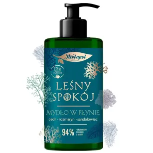 Mydło w płynie Leśny Spokój – Cedr, Rozmaryn, Sandałowiec – 390 ml | Oczyszczenie, relaks i aromaterapeutyczna pielęgnacja dłoni